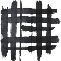 Bold Black and White Plaid Brush Strokes Abstract Art Background with Textured Lines and Grunge Effect for Creative Designs