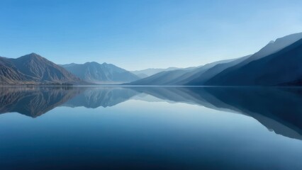 Calm lake reflecting mountains (1)