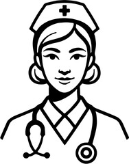 nurse icon silhouette vector illustration, isolated on white