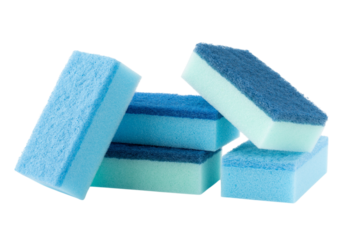 透明背景（png）に青と水色の食器洗い用スポンジ