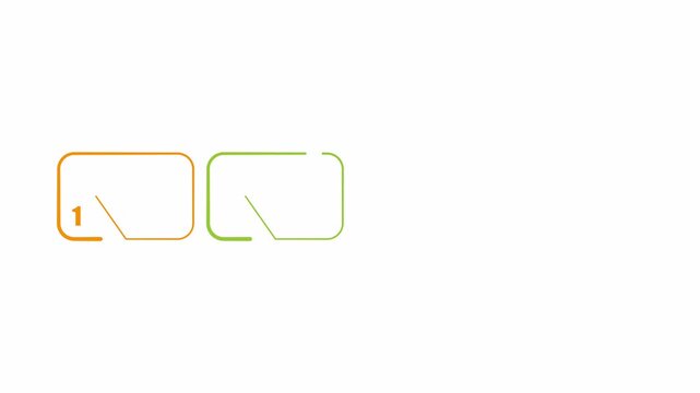 animated video of 4 and 8 steps  business infographics multicolor  rectangle shape  for workflow, presentation, 4k animation