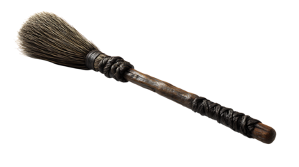 Witch broomstick, isolated on a white background