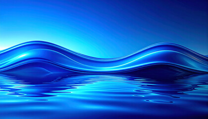 Abstract blue waves with bright light and water reflections ocean