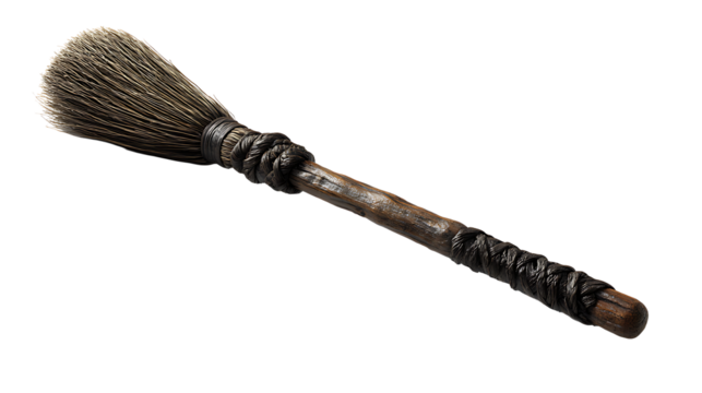 Witch broomstick, isolated on a white background