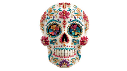 Dia de los Muertos sugar skull, isolated on a white background