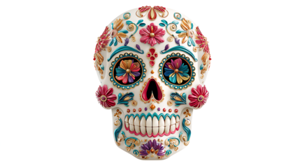 Dia de los Muertos sugar skull, isolated on a white background