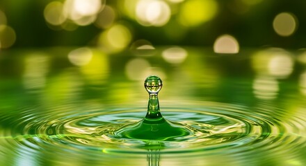 Green Water Drop Capturing the Beauty of a Ripple Effect
