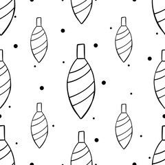 Raster seamless pattern with Christmas decorations on a white background