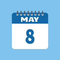 may 8 calendar icon Vector page month design