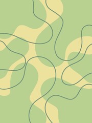 Abstract background with yellow and green curved spots and lines