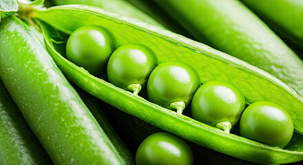 Fresh green peas in pods offer healthy eating and organic food concepts for culinary arts