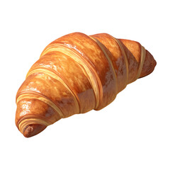 Golden baked croissant rendered in isometric 3d view delicious pastry closeup