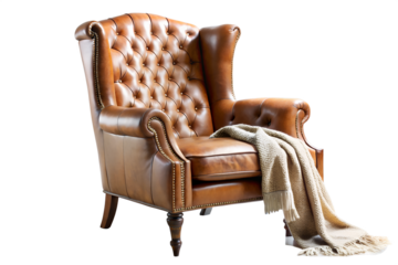Classic tufted leather wingback armchair cozy comfort rich texture timeless elegance home decor accent