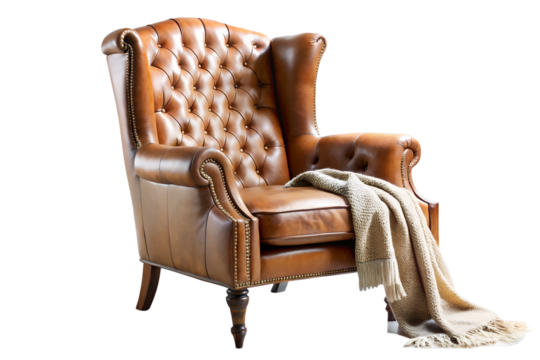 Classic tufted leather wingback armchair cozy comfort rich texture timeless elegance home decor accent
