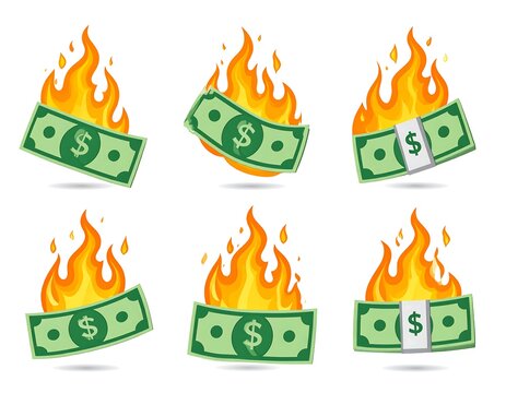 Burning money icons - Powered by Adobe