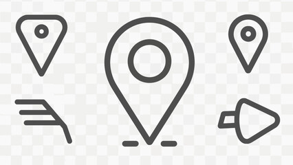 Location pointer icons showing direction and navigation, vector graphic symbols set