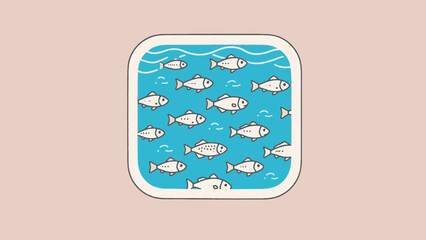 Playful fish swimming in a blue sea illustration with a simple and cute design style