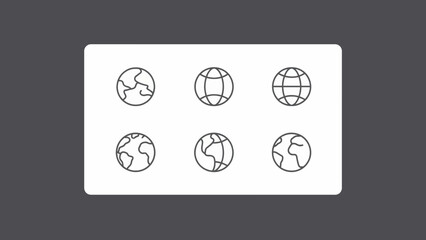 Set of minimalist earth globe icons in vector format for global concepts and design