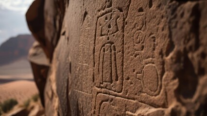 Carved figures on a sandstone cliff