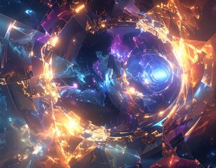 Time Fractals – Cosmic Shattered Glass Wallpaper
