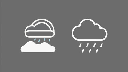 Weather forecast icons featuring clouds and rain showcasing meteorological conditions