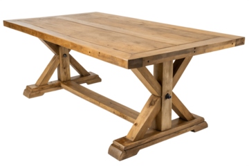 Rustic sturdy wooden dining table warm natural finish ideal for farmhouse and traditional kitchens