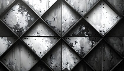 Obraz premium Abstract geometric patterned metal wall