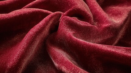 Obraz premium Close-up of rich, textured crimson velvet fabric, draped in soft folds