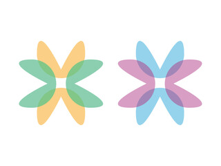 Set of Abstract Overlapping Flower Logos

