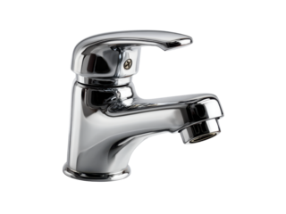 Gleaming chrome faucet with lever handle against black background metal silver, Isolated On Png Transparent Background