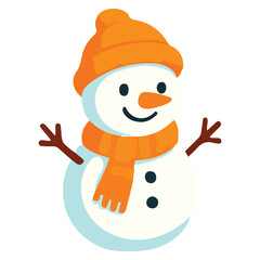 Snowman In Watercolor Drawing Style