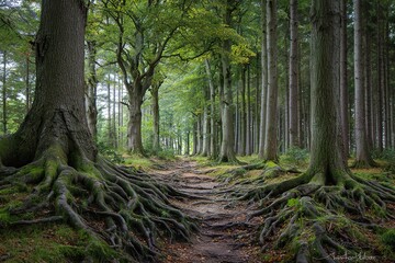 Naklejka premium Ravnsholt Skov forest in Alleroed Denmark. High quality