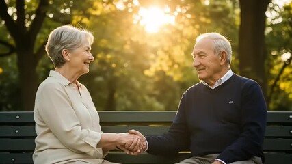 Elderly couple sharing a moment in a sunlit park - Powered by Adobe