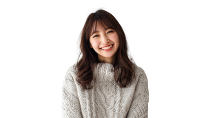 Portrait of a Young Woman with Smiling Face Isolated on White Background for Beauty Concept, Lifestyle Photography, and Modern Fashion Illustration