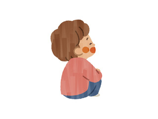 笑顔で座っている子ども-ガッシュ
