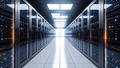 Server room interior.  Modern, spacious