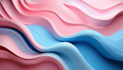 Soft Pink And Blue Wavy Background With Layered Design And Copy Space
