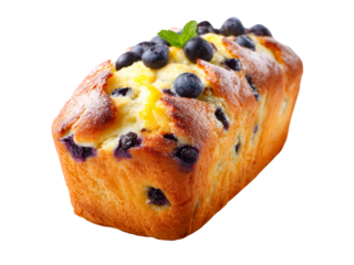 Delicious blueberry lemon loaf cake sweet treat bakery dessert, Isolated On White, Png Transparent