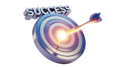 Dart Hitting Bullseye with Success Text Concept.