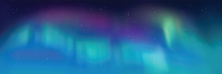Polar lights, aurora borealis, starry sky, northern landscapes, vector illustration © Valerii