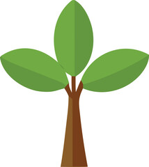 Simple green tree with three leaves for growth and nature themes vibrant natural element isolated for design projects