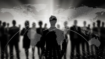 Business scene representing international cooperation and leadership