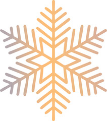 A delicate, geometric snowflake icon with a golden gradient. A vector illustration for winter, Christmas, and cold weather concepts. Generative AI