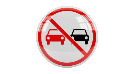 No Car Crash Sign: Red Circle with Diagonal Bar.