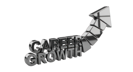 Metallic Career Growth Arrow Symbolizing Professional Development.
