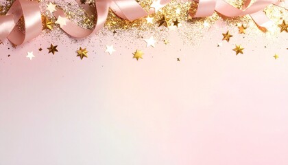 christmas pink background with stars and snowflakes