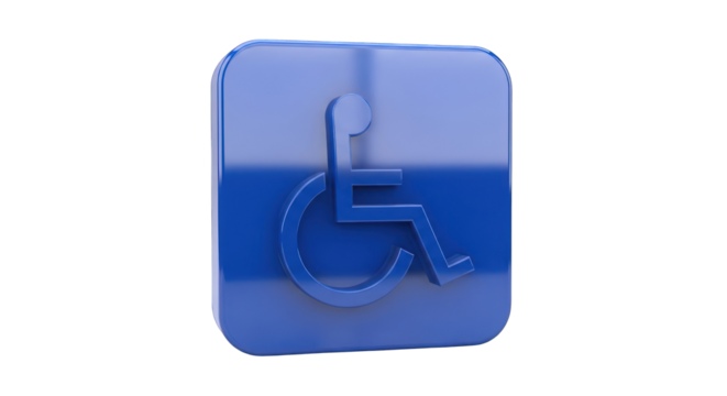 Blue Handicapped Symbol on Square Sign Accessibility Icon.