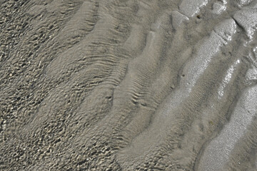 Abstract Texture of Water Surface on beach with water ripple reflection and sand beach