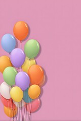Cute birthday background with colorful balloons cartoon
