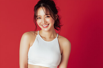 スポーツウェアを着た若い日本人女性